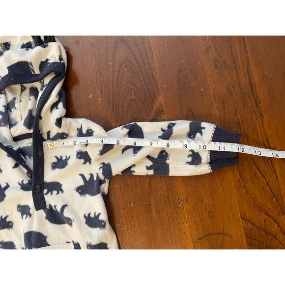 Carters 12 Months One Piece Hooded Fleece Outfit Jumpsuit White Navy Bears - Picture 9 of 10